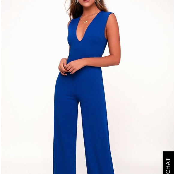 bright blue jumpsuit